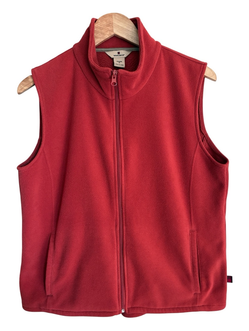 Woolrich Gorpcore Granola Cabincore Orange Full-Zip Fleece Sleeveless Vest Sz M